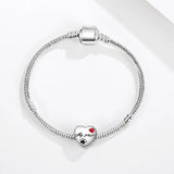 925 Silver Dog Photo Charm My Puppy Paw Heart Bead Bracelet Jewelry