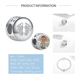 925 Sterling Silver Footprint Photo Charm Bead for Bracelet DIY Jewelry Making