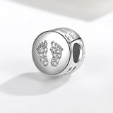 925 Sterling Silver Footprint Photo Charm Bead for Bracelet DIY Jewelry Making