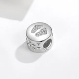 925 Sterling Silver Footprint Photo Charm Bead for Bracelet DIY Jewelry Making
