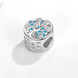 925 Silver CZ Family Tree Round Bead for Bracelet DIY