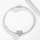 925 Silver Pink CZ Bead Charm for Bracelet DIY Jewelry
