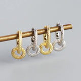 925 Silver Plated Hoop Earrings Interlock Round Twist Circle Earrings