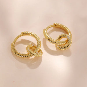 925 Silver Plated Hoop Earrings Interlock Round Twist Circle Earrings