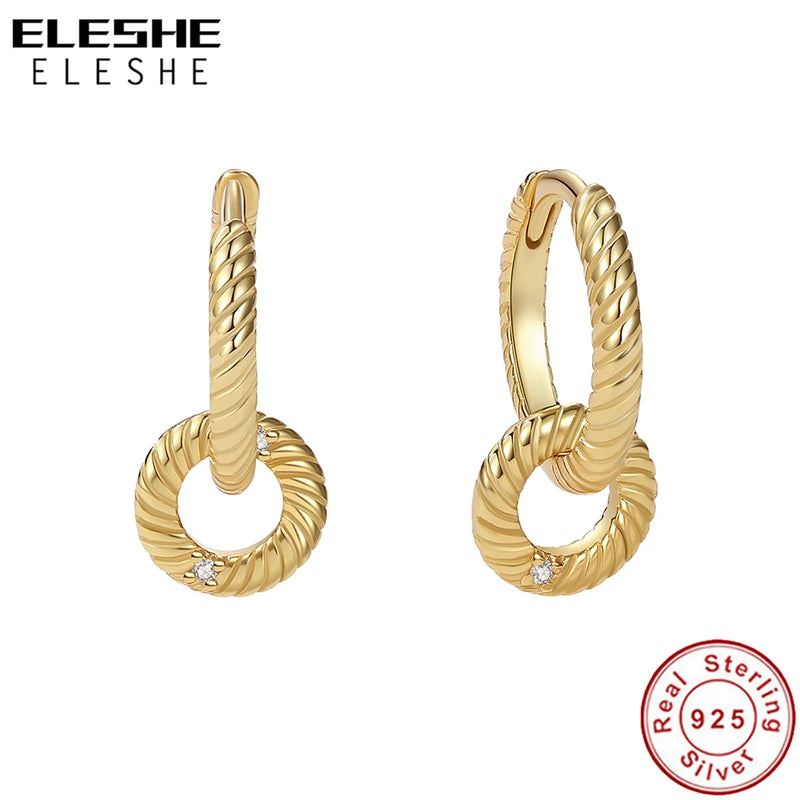 925 Silver Plated Hoop Earrings Interlock Round Twist Circle Earrings