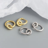 925 Silver Plated Hoop Earrings Interlock Round Twist Circle Earrings