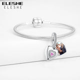 925 Silver Love Dangle Charms Custom Heart Bead Bracelet DIY Jewelry