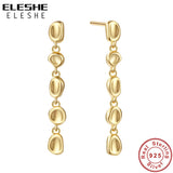 925 Silver Long Chain Stud Earrings 18K Plated Jewelry