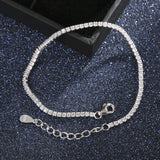 925 Silver Tennis Charm Bracelet Women CZ Link Chain Anti-allergy