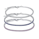 925 Silver Tennis Charm Bracelet Women CZ Link Chain Anti-allergy