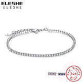 925 Silver Tennis Charm Bracelet Women CZ Link Chain Anti-allergy