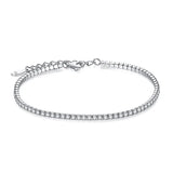 925 Silver Tennis Charm Bracelet Women CZ Link Chain Anti-allergy