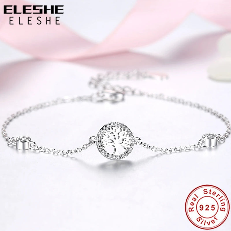 925 Sterling Silver Tree of Life Bracelet for Women Family Adjustable Chain