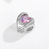 925 Sterling Silver Pink CZ Bead Charm for Bracelet