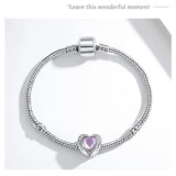 925 Sterling Silver Pink CZ Bead Charm for Bracelet