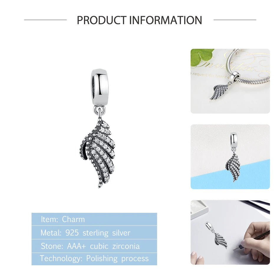 925 Vintage Animal Wings Pendant Charm For Bracelet