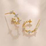 925 Silver Flower Hoop Earring 18K Plated Hook Statement Jewelry