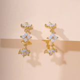 925 Silver Flower Hoop Earring 18K Plated Hook Statement Jewelry