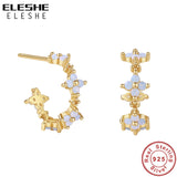925 Silver Flower Hoop Earring 18K Plated Hook Statement Jewelry