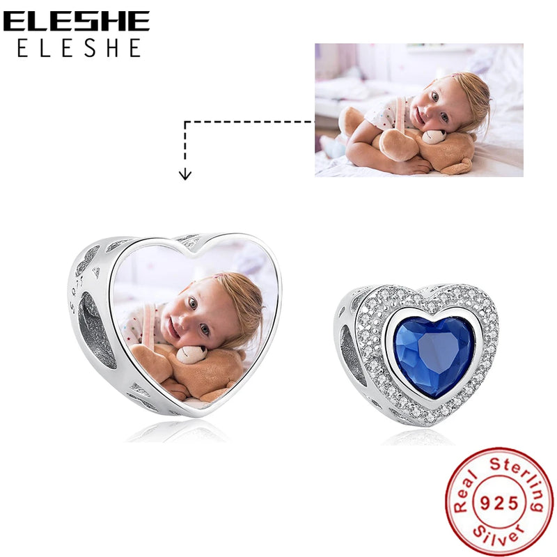 925 Silver Bead Charm Night Love Heart for Bracelet