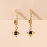 925 Silver Stone Cross Hoop Earrings Party Jewelry