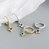 925 Silver Stone Cross Hoop Earrings Party Jewelry