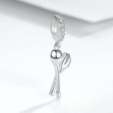 925 Silver Creativity Spoon & Fork Bead Charm for Bracelet Necklace