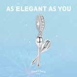925 Silver Creativity Spoon & Fork Bead Charm for Bracelet Necklace