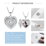 925 Silver Zircon Pearl Heart Pendant Necklace Women's Jewelry
