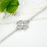 925 Silver Lucky Clover Zircon Charm Bracelet for Women