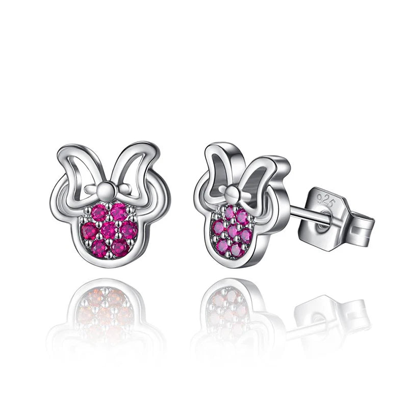 925 Silver Butterfly Cat Dog Stud Earrings Crystal