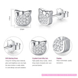 925 Silver Butterfly Cat Dog Stud Earrings Crystal