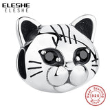 Crystal Cat Animal Bead 925 Silver Charm for Bracelets & Bangles