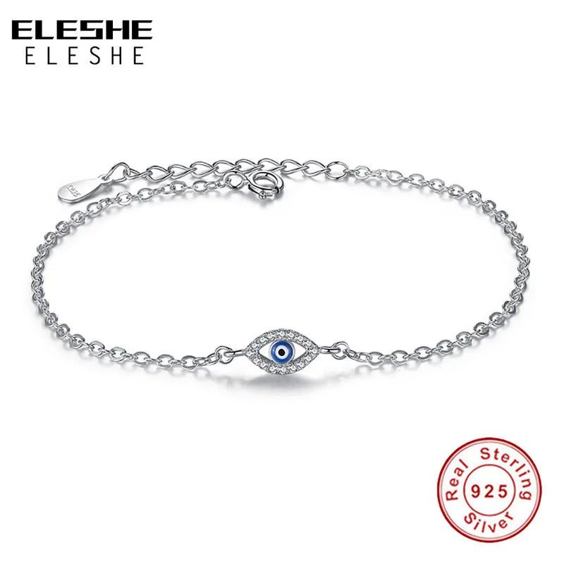 Sterling Silver CZ Bracelet with Lucky Eye Charm