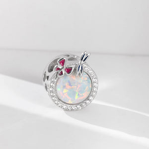 925 Silver Butterfly & Opal Round Bead Charms for Bracelet