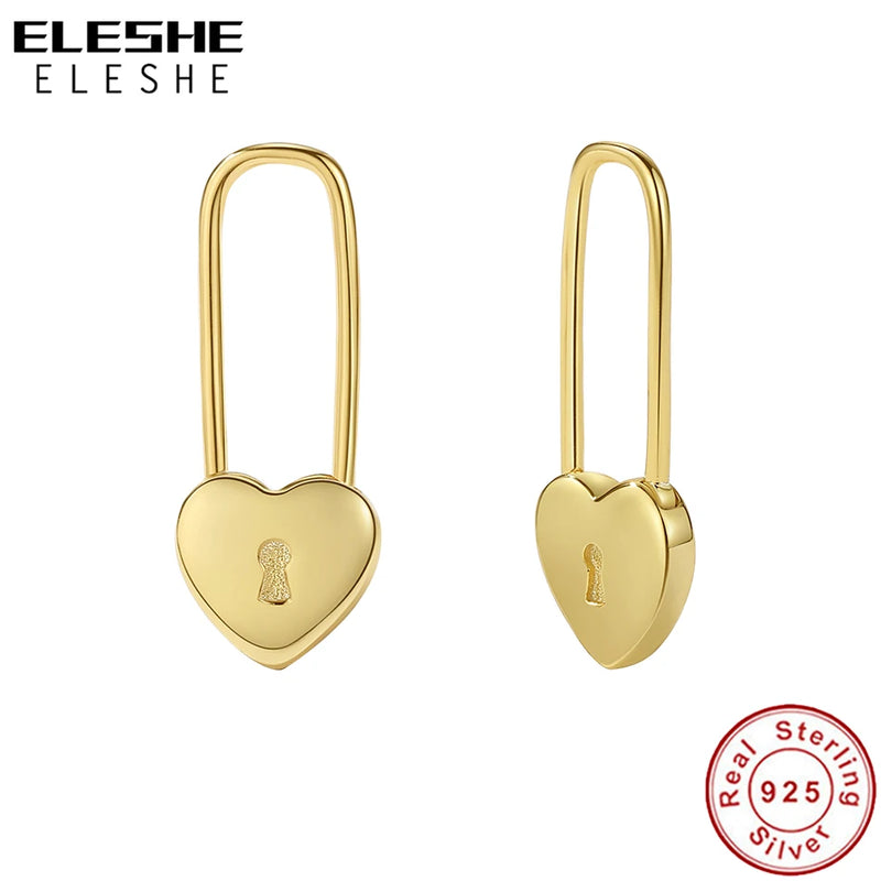 925 Sterling Silver Forever Love Heart Pin Earrings Romantic Jewelry
