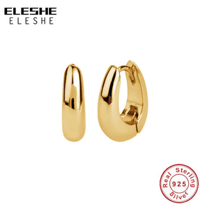 18K Plated 925 Sterling Silver Hoop Earrings Women Fine Jewelry