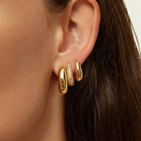 18K Plated 925 Sterling Silver Hoop Earrings Women Fine Jewelry