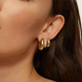 18K Plated 925 Sterling Silver Hoop Earrings Women Fine Jewelry