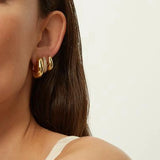18K Plated 925 Sterling Silver Hoop Earrings Women Fine Jewelry