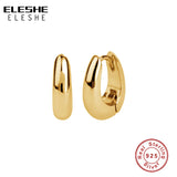 18K Plated 925 Sterling Silver Hoop Earrings Women Fine Jewelry