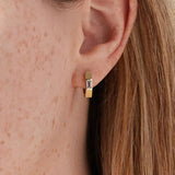 Hexagon Zircon Earrings 18K Plated 925 Sterling Silver Hoop Earrings