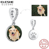925 Silver Pet Paw Print Charm Beads for Bracelet Necklace DIY Jewelry