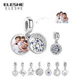 925 Sterling Silver Hollow Star Round Dangle Charm Bracelet DIY