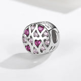 Pink CZ Round Beads 925 Sterling Silver Charm Bracelet DIY Jewelry Gift