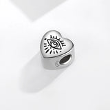 925 Silver Big Eye Heart Bead for Bracelet Necklace DIY