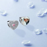 925 Sterling Silver Heart Bead Charm Sparkling CZ Fit Bracelets Bangles