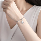 925 Silver Love Square Dangle Charms for Bracelet Necklace DIY
