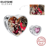 925 Silver Heart Wing Pink CZ Love Beads for Bracelet DIY Jewelry