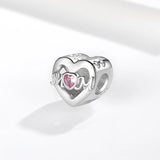 925 Silver Mom Love Heart Bead for Bracelet DIY Jewelry